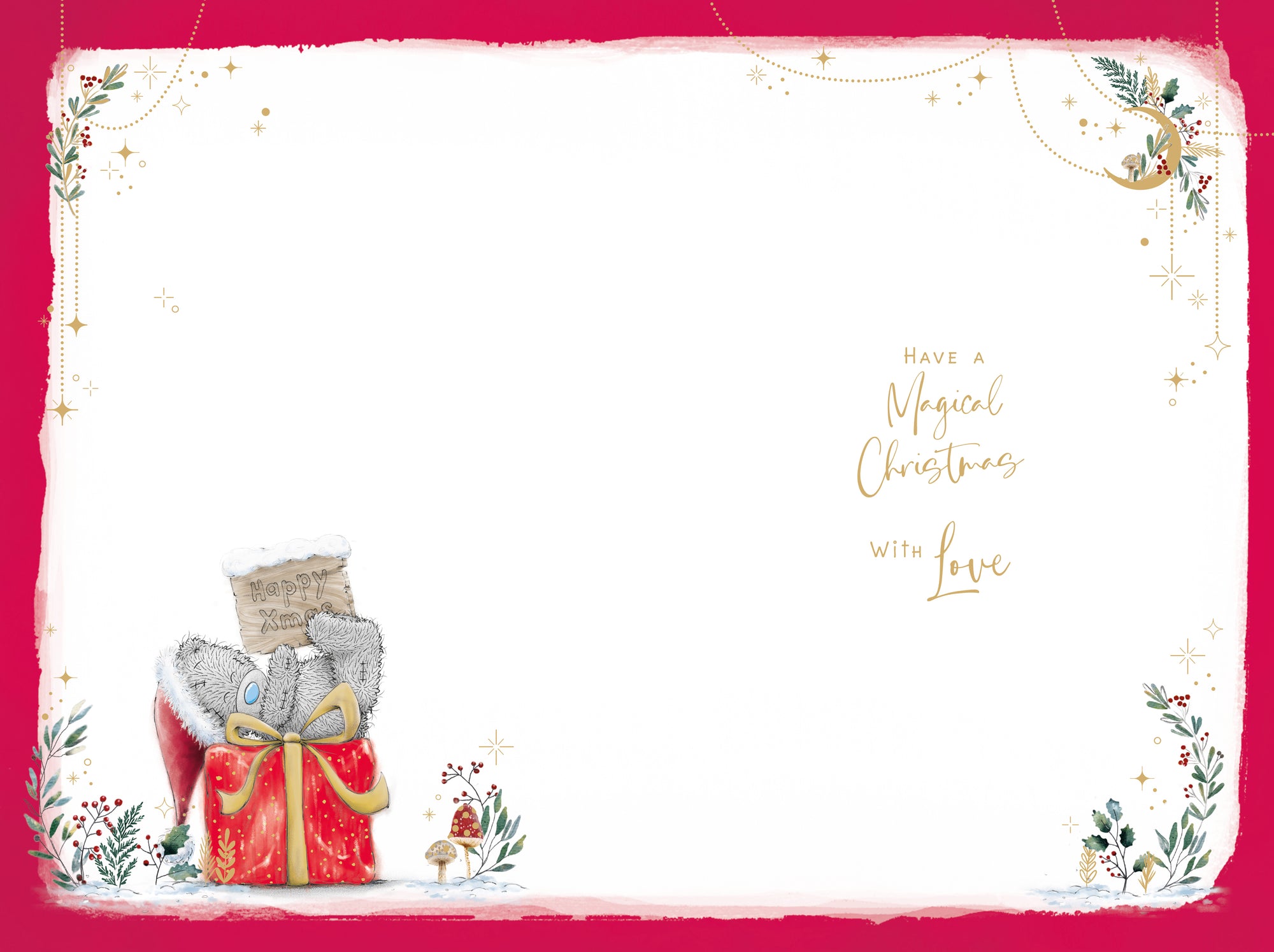 Me To You Tatty Teddy Best Dad Ever Christmas Card, Tatty Teddy With Wrapped Gift 6x9ins - Official Collection