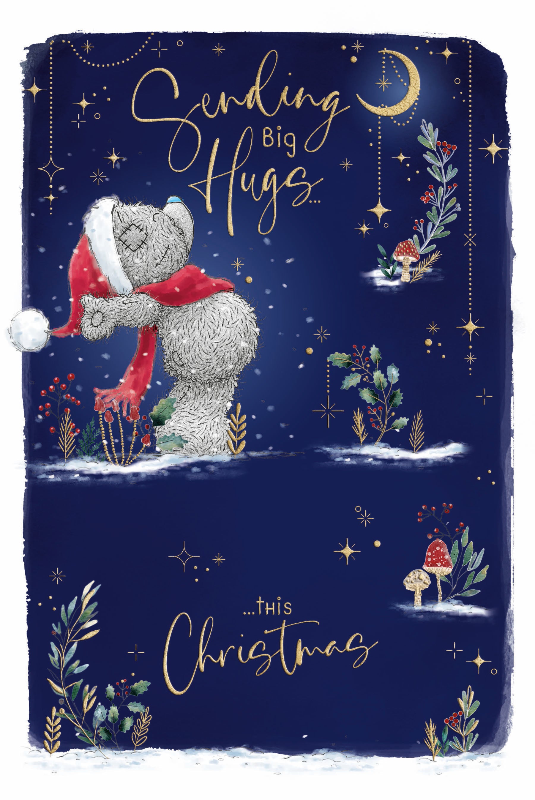 Me To You Tatty Teddy 'Big Hugs' Christmas Card With Luxury Gold Foil Detail 6x9ins - Official Collection