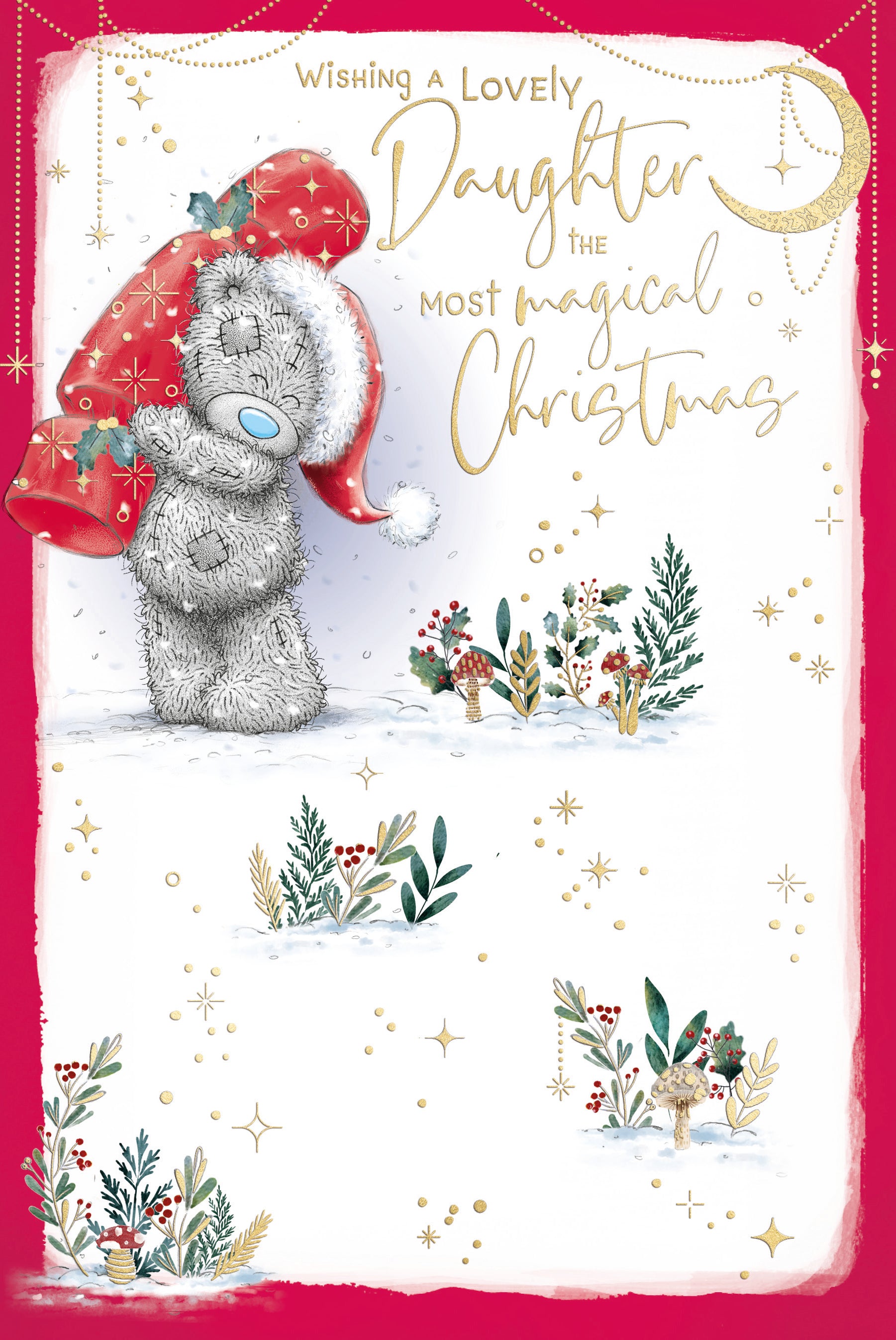 Me To You Tatty Teddy Luxury Christmas Card For Daughter, Tatty Teddy Bear With Christmas Cracker 6x9ins - Official Collection