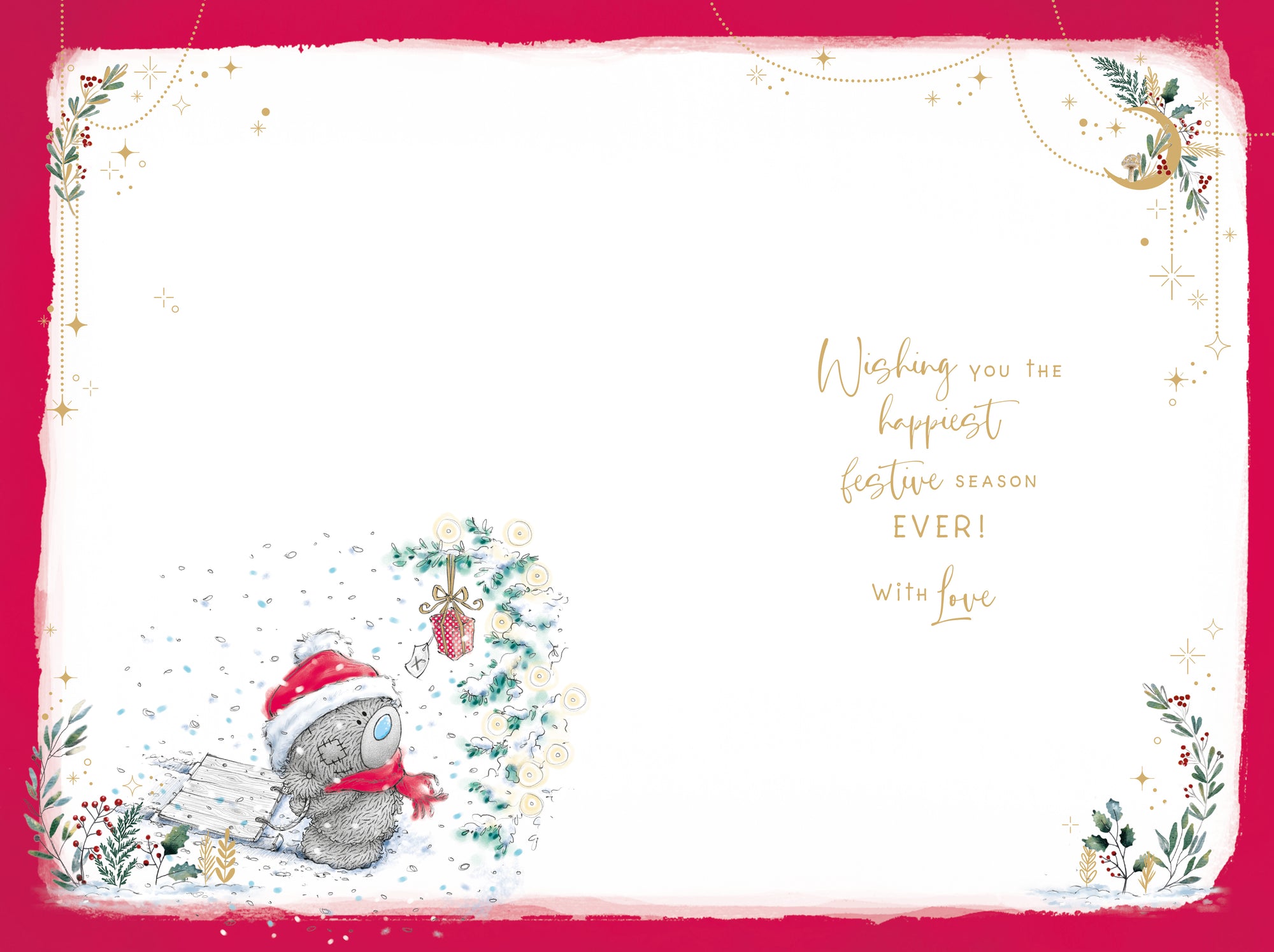 Me To You Christmas Card To A Lovely Auntie, Tatty Teddy On Christmas Tree 6x9ins - Official Collection