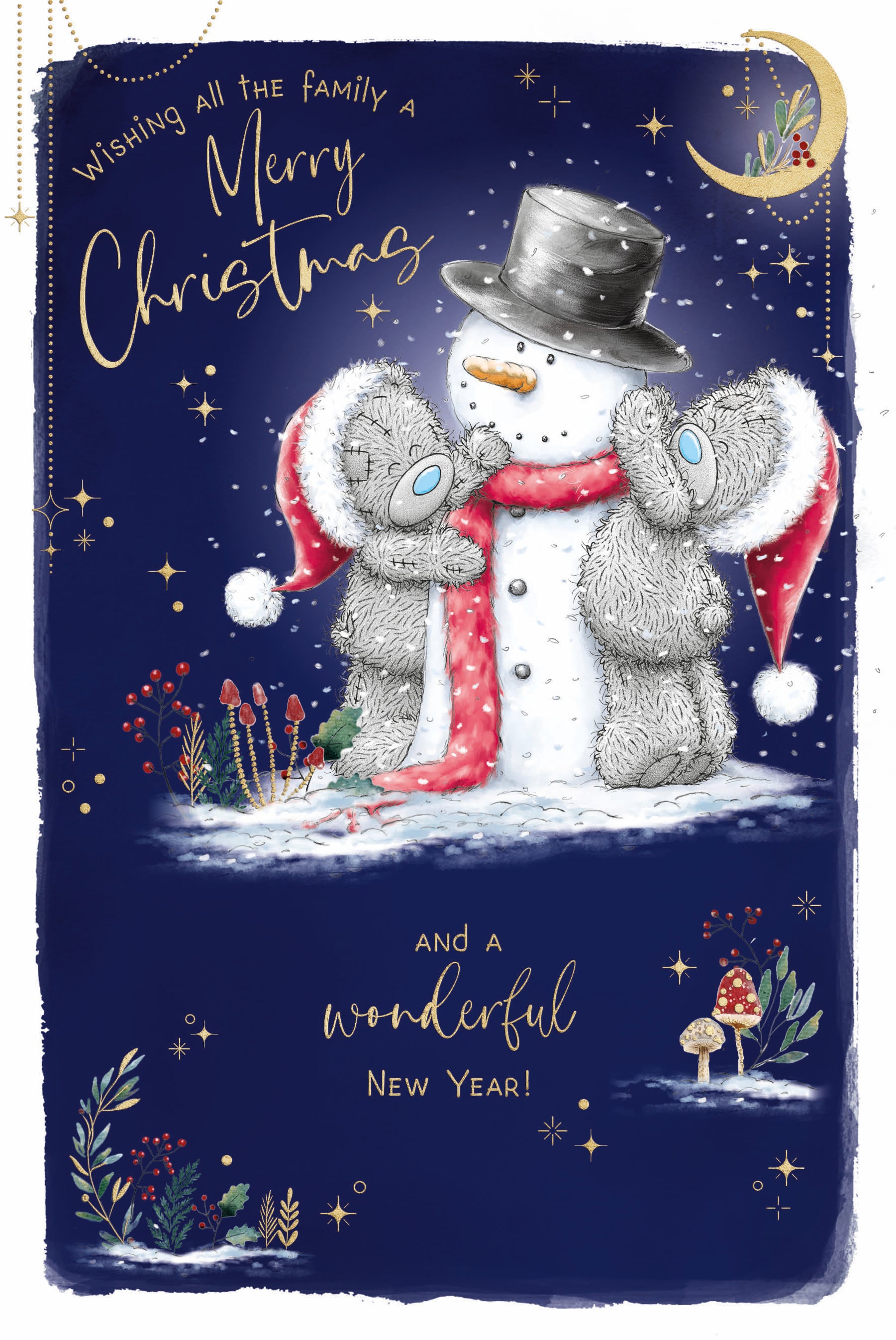 Me To You Tatty Teddy Luxury Christmas Card For All The Family, Tatty Teddy Bears Building Snowman 6x9ins - Official Collection