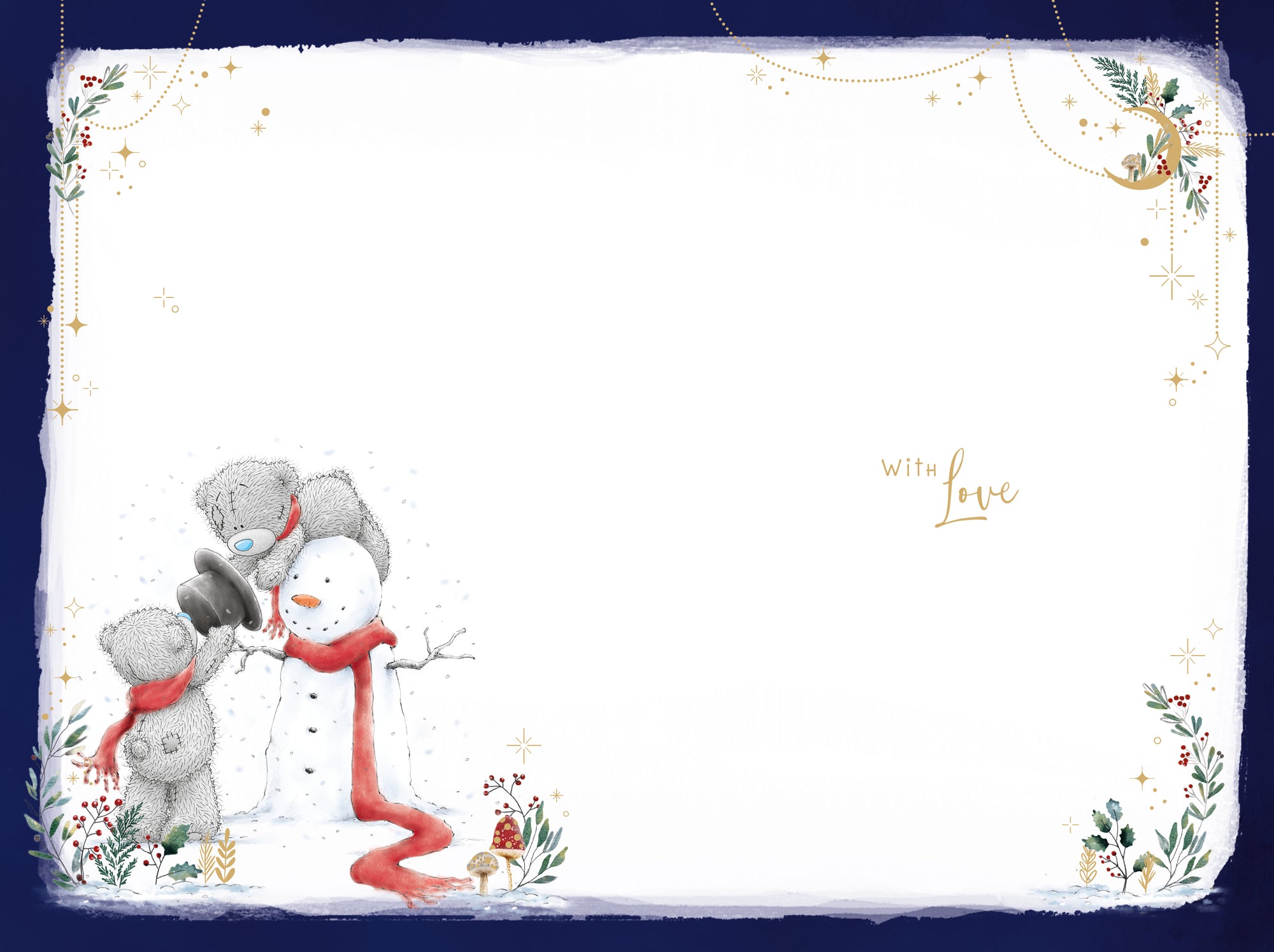 Me To You Tatty Teddy Luxury Christmas Card For All The Family, Tatty Teddy Bears Building Snowman 6x9ins - Official Collection