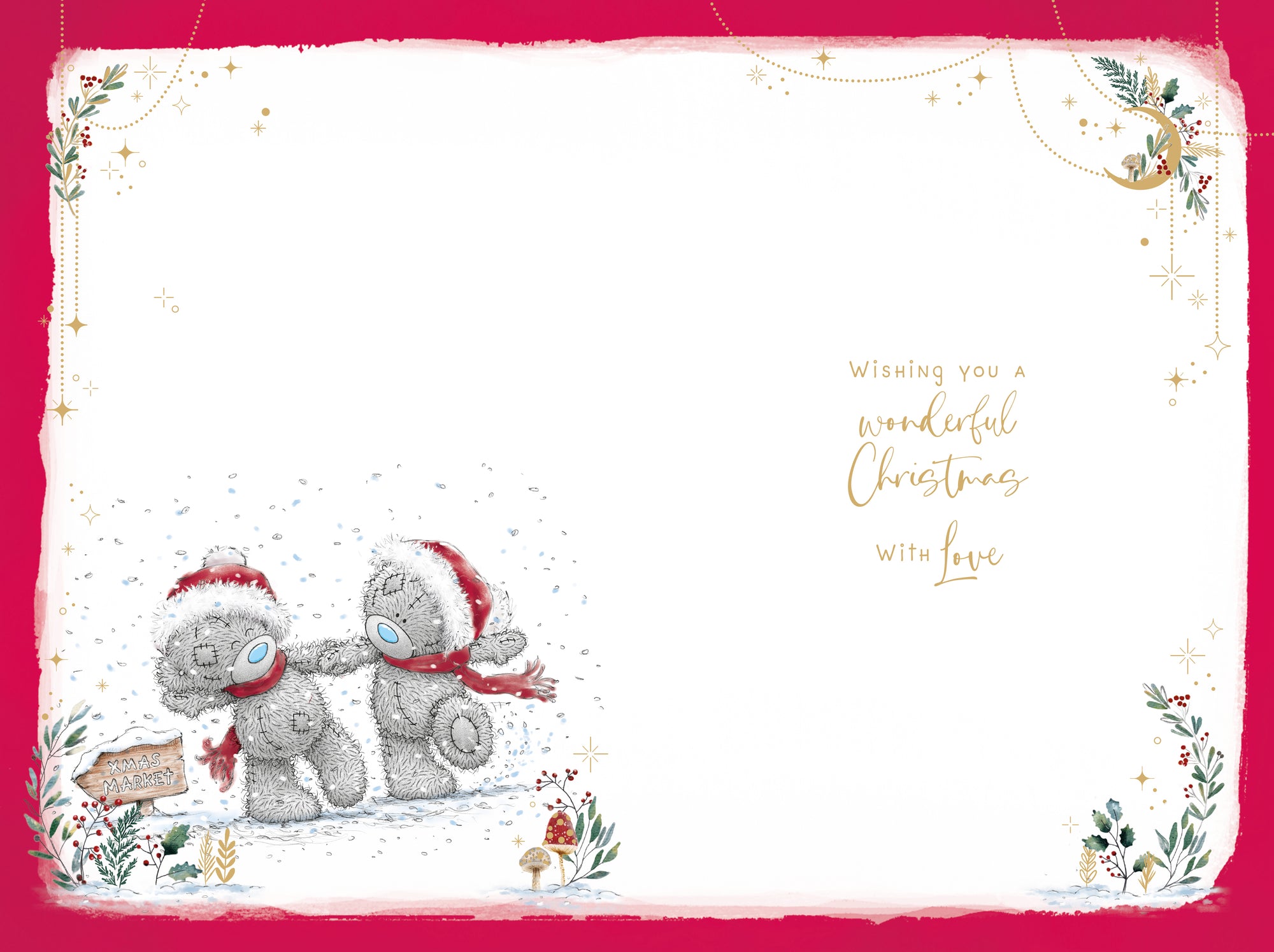 Me To You Christmas Card To A Wonderful Auntie & Uncle, Tatty Teddy Bears With Scarf 6x9ins - Official Collection