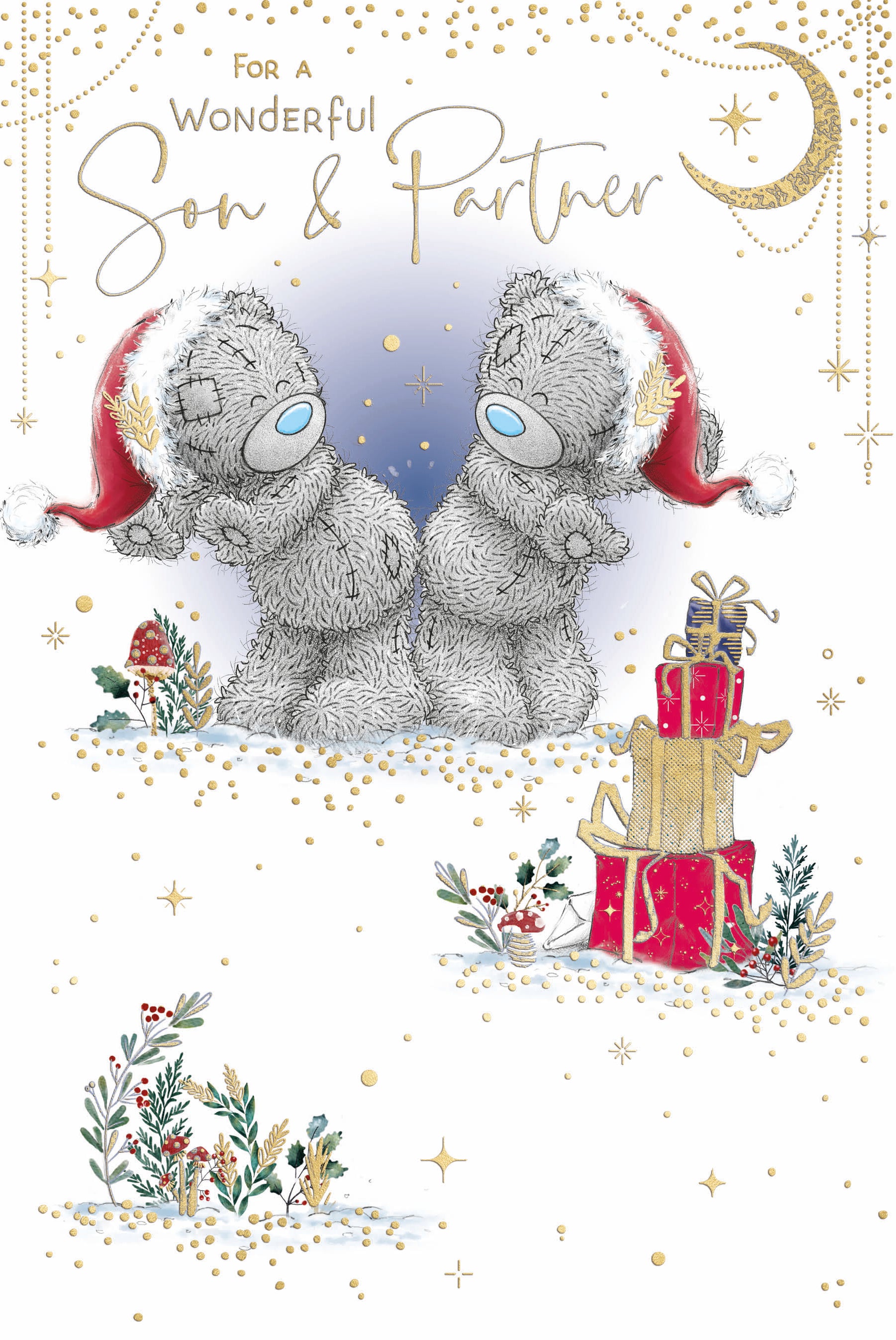 Me To You Tatty Teddy Christmas Card For A Wonderful Son & Partner 6x9ins - Official Collection