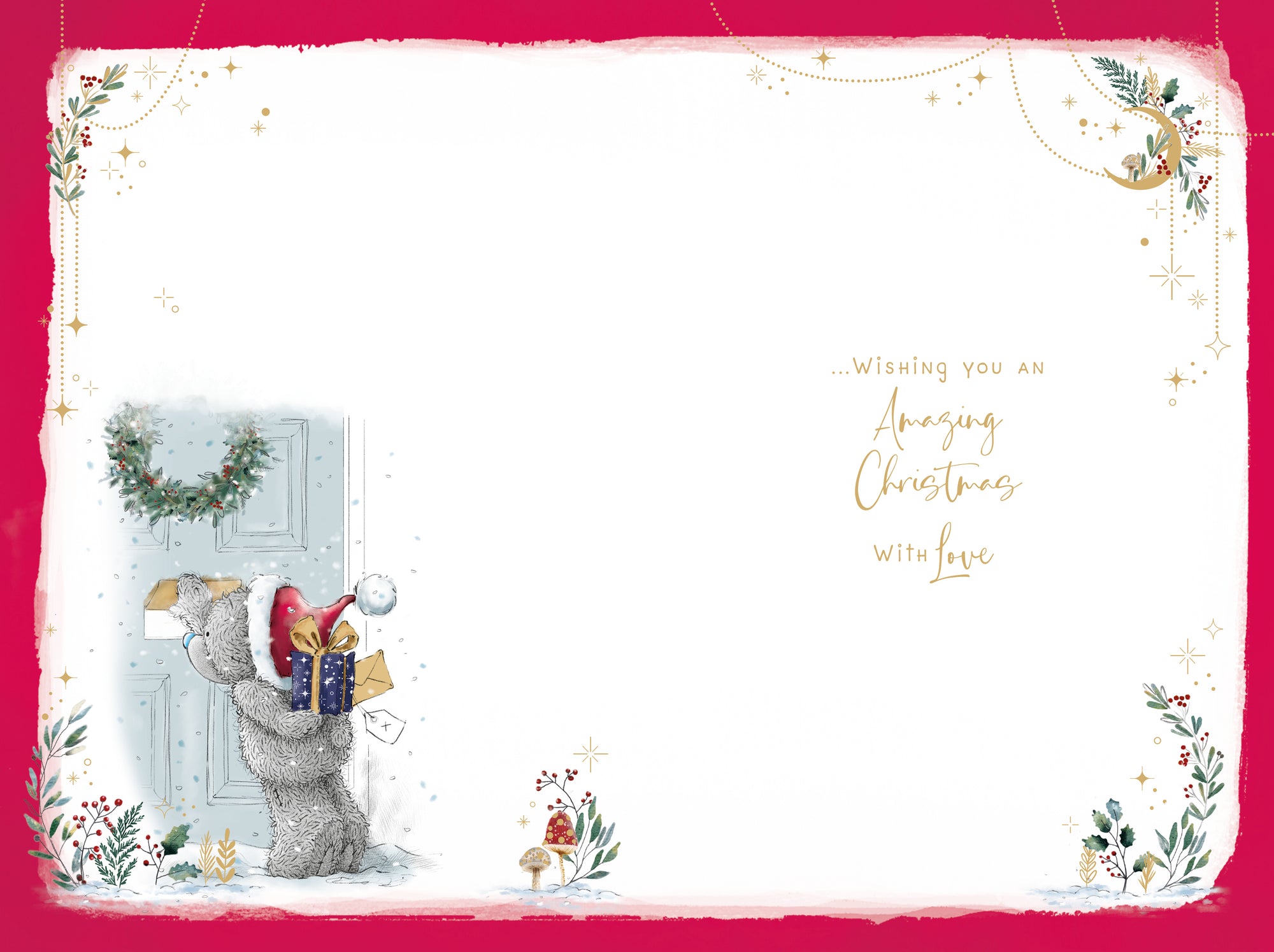 Me To You Tatty Teddy To The Best Cousin Christmas Card, Tatty Teddy Wrapping Gifts 6x9ins - Official Collection