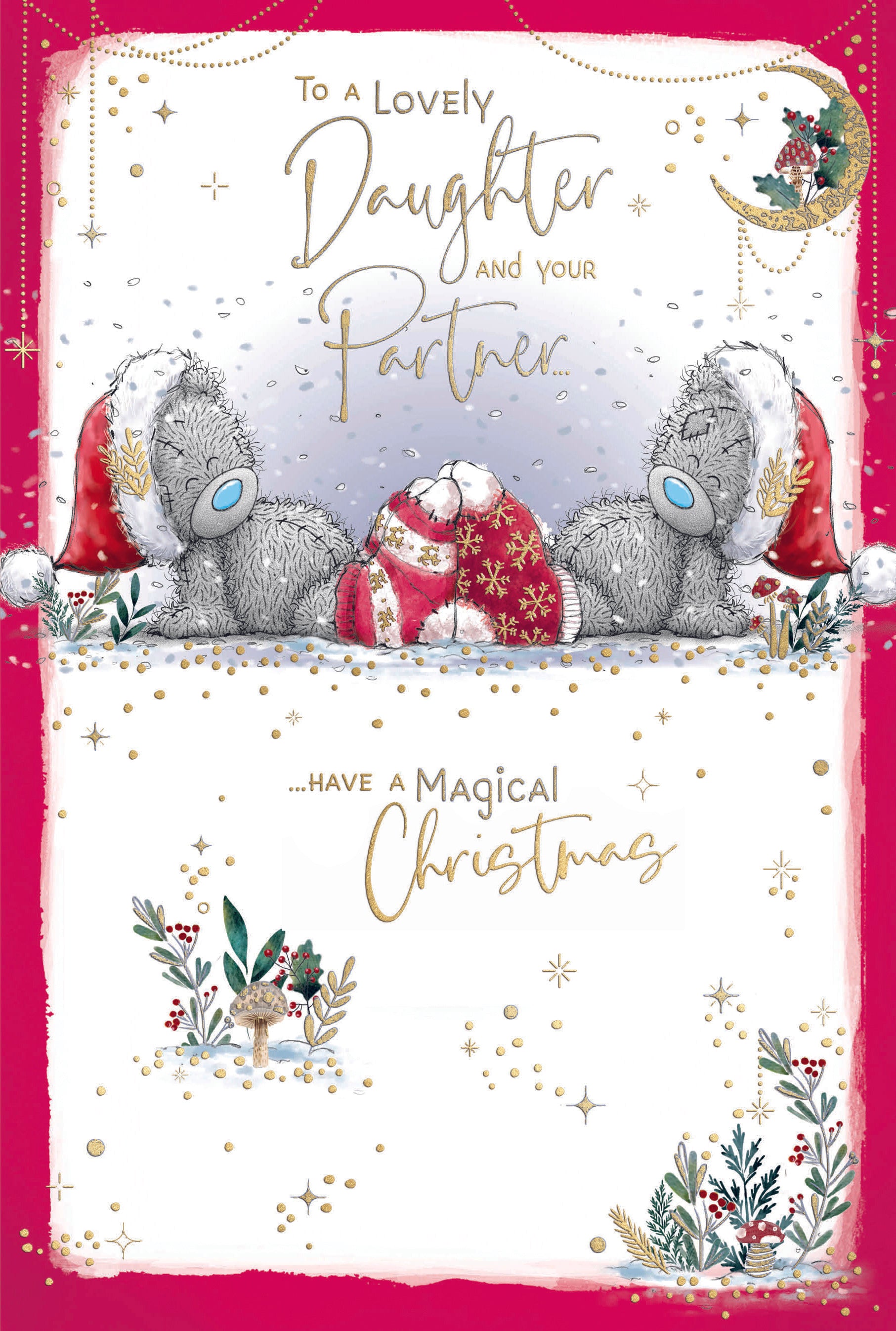 Me To You Tatty Teddy To A Wonderful Daughter And Your Partner Christmas Card 6x9ins - Official Collection