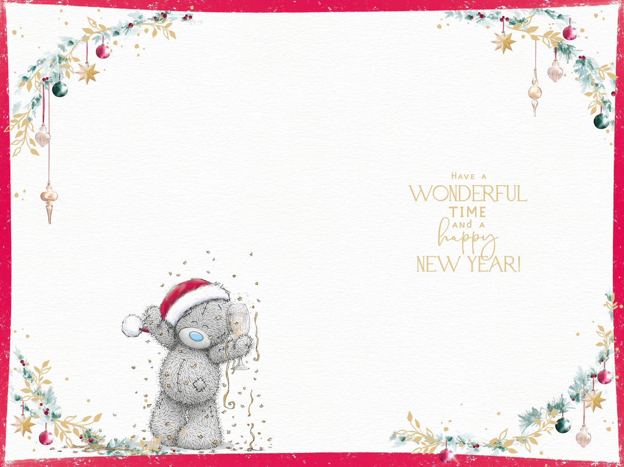 Me to You Tatty Teddy Christmas Card To Family And Friends, Tatty Teddy Knocking At A Festive Front Door, 6 x 9 Inches - Official Collection