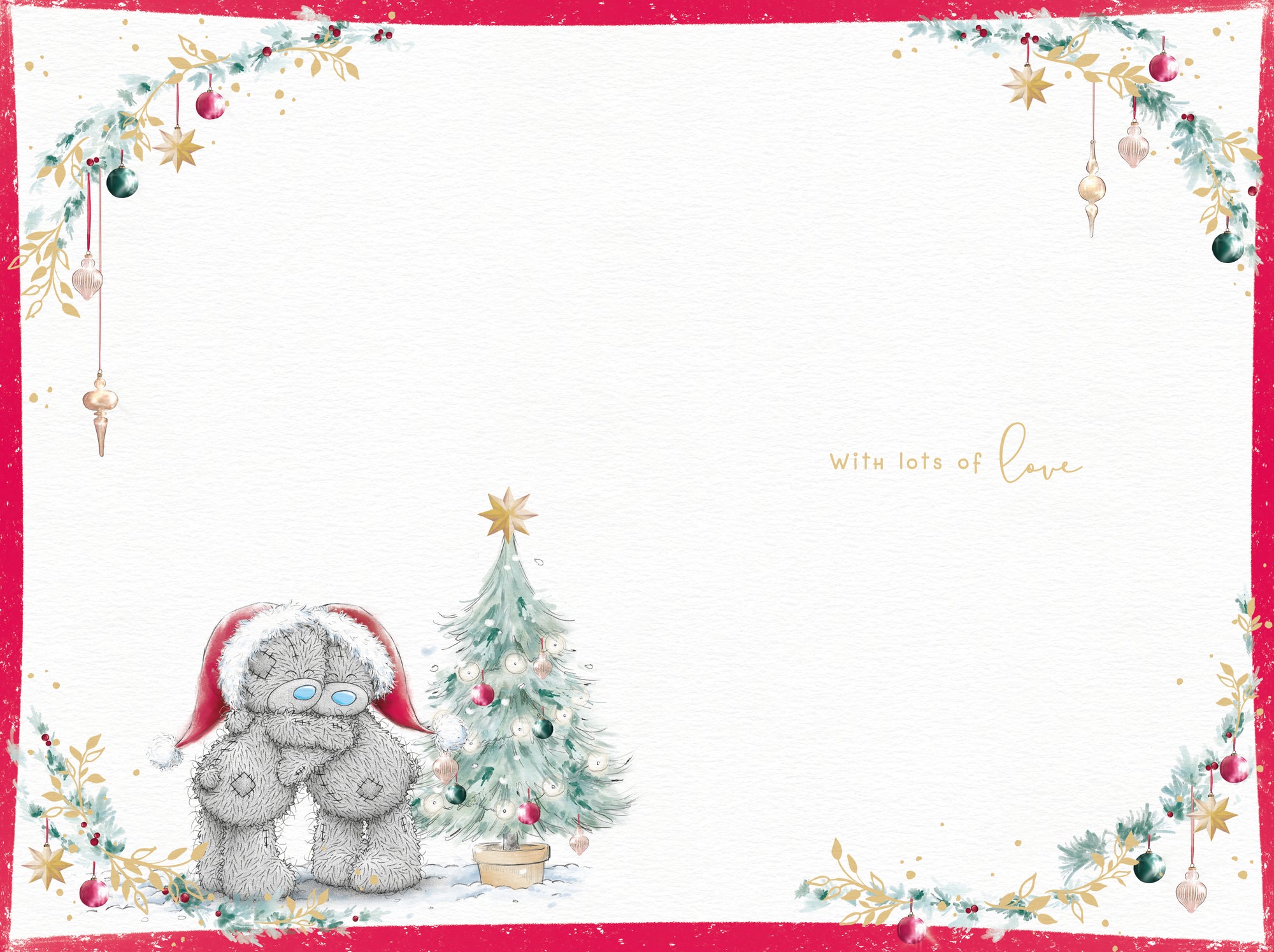 Me to You Tatty Teddy Christmas Card To A Lovely Friend, Two Tatty Teddy Bears Sharing Mugs In The Snow, 6 x 9 Inches - Official Collection