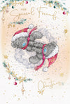 Me to You Tatty Teddy Christmas Card To Special Friends, Two Tatty Teddy Bears Dancing Together In The Snow, 6 x 9 Inches - Official Collection