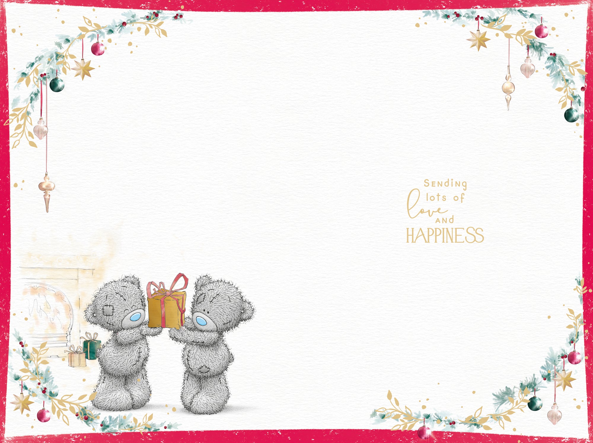 Me to You Tatty Teddy Christmas Card To Someone Special, Tatty Teddy Beside A Decorated Tree Holding A Present, 6 x 9 Inches - Official Collection