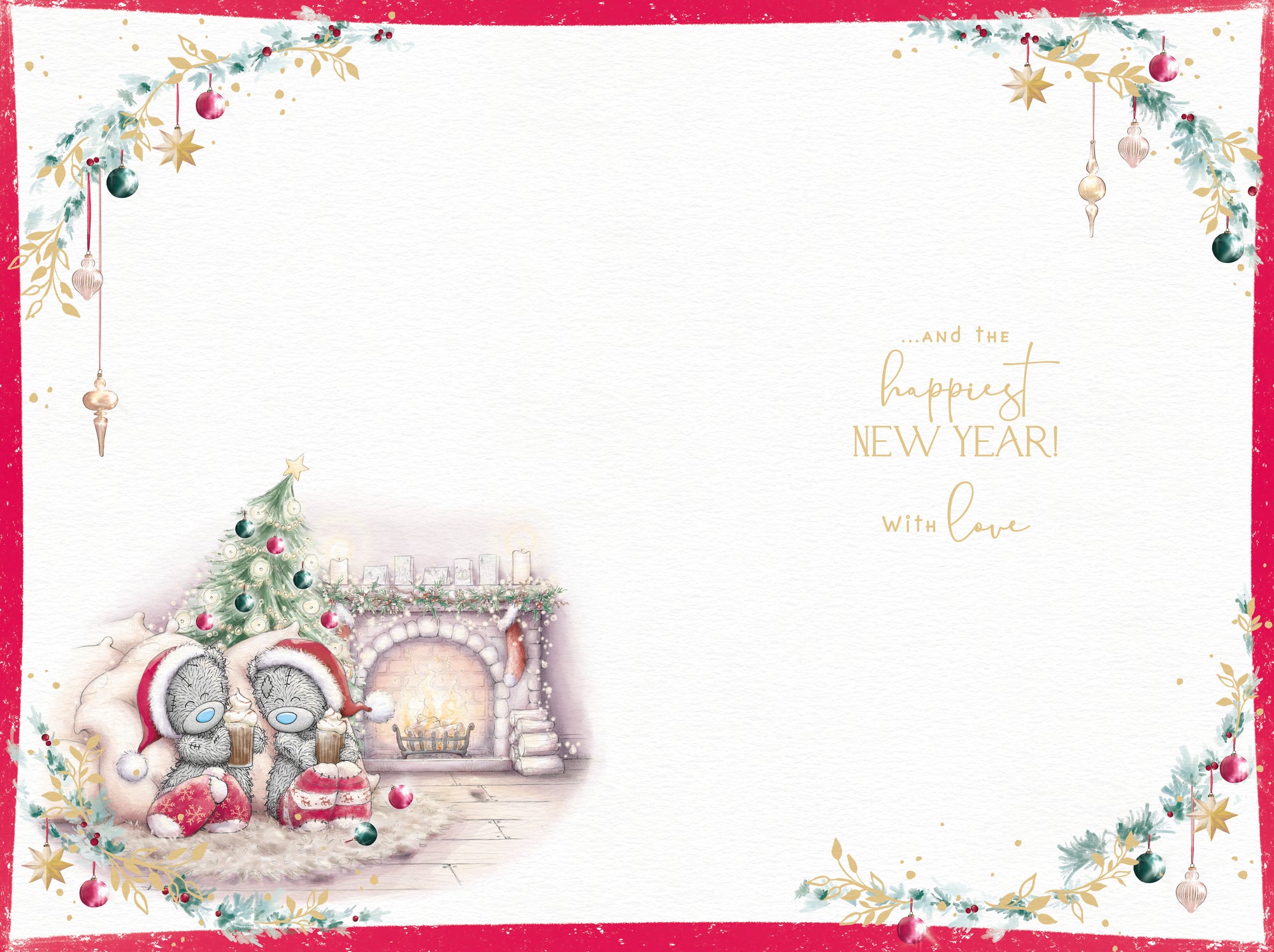 Me to You Tatty Teddy Christmas Card To A Wonderful Daughter And Partner, Two Tatty Teddy Bears Toasting Marshmallows By The Fire, 6 x 9 Inches - Official Collection