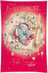 Me to You Tatty Teddy Christmas Card For My Beautiful Fiancée, Two Tatty Teddy Bears Wearing Hats And Socks By The Fire, 6 x 9 Inches - Official Collection