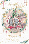 Me to You Tatty Teddy Christmas Card To A Beautiful Mum, Two Tatty Teddy Bears Sat Together With Hot Chocolate, 6 x 9 Inches - Official Collection