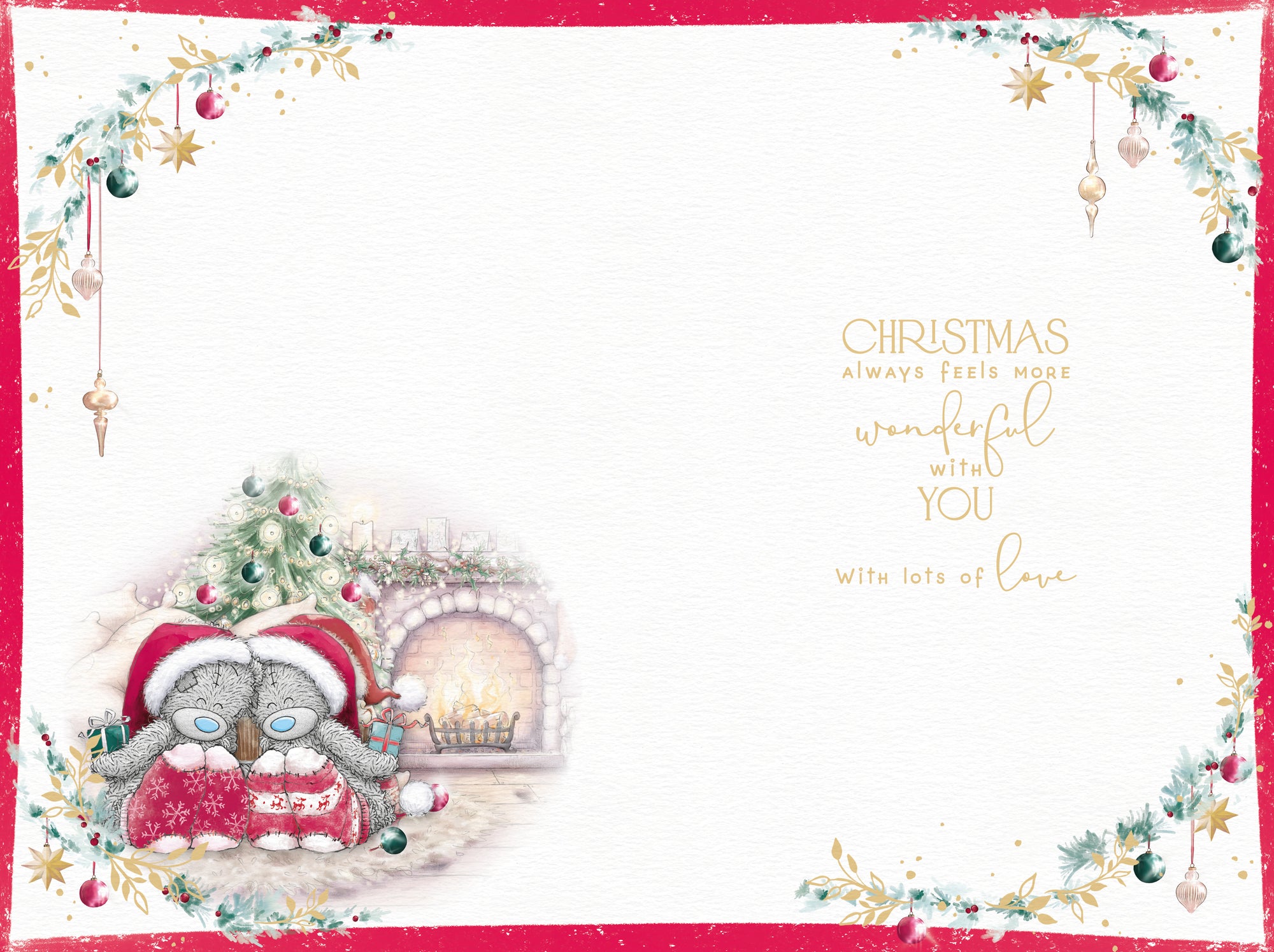 Me to You Tatty Teddy Christmas Card To A Beautiful Mum, Two Tatty Teddy Bears Sat Together With Hot Chocolate, 6 x 9 Inches - Official Collection