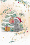 Me to You Tatty Teddy Christmas Card To A Wonderful Niece, Tatty Teddy Holding Up A Christmas Present, 6 x 9 Inches - Official Collection