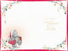 Me to You Tatty Teddy Christmas Card To A Fabulous Sister, Tatty Teddy With A Stack Of Presents Held Above Head, 6 x 9 Inches - Official Collection