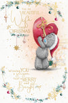 Me to You Tatty Teddy Christmas Card To Your Beautiful Wife, Tatty Teddy Holding Up A Big Red Heart, 6 x 9 Inches - Official Collection