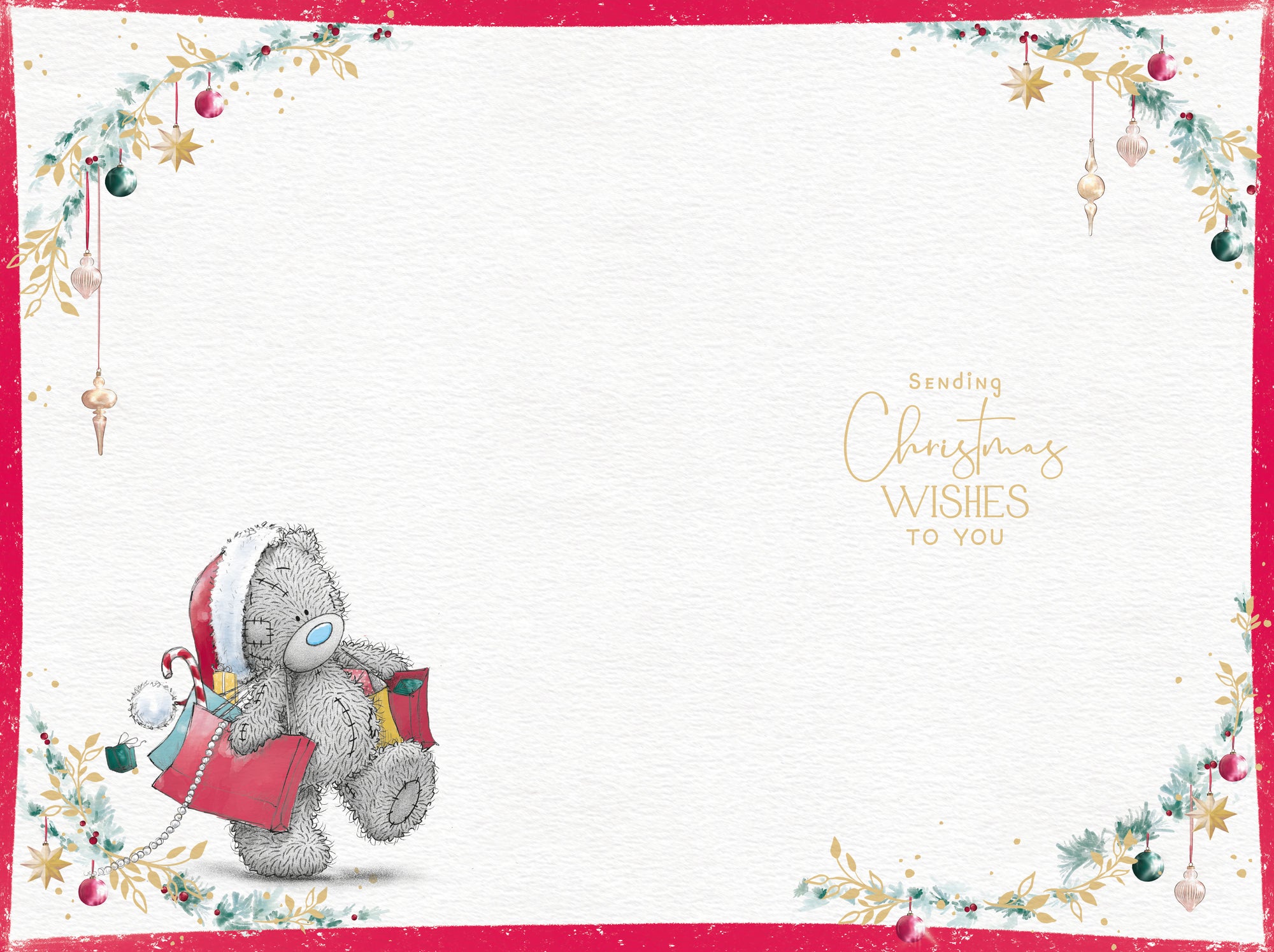 Me to You Tatty Teddy Christmas Card To A Brilliant Brother, Tatty Teddy Pushing A Present Through The Snow, 6 x 9 Inches - Official Collection