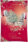 Me to You Tatty Teddy Christmas Card To A Brother And Partner, Two Tatty Teddy Bears Decorating A Christmas Tree, 6 x 9 Inches - Official Collection