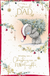 Me to You Tatty Teddy Christmas Card To A Special Dad, Tatty Teddy Carrying A Christmas Tree, 6 x 9 Inches - Official Collection