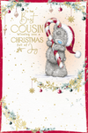Me to You Tatty Teddy Christmas Card To The Best Cousin, Tatty Teddy Holding A Candy Cane, 6 x 9 Inches - Official Collection