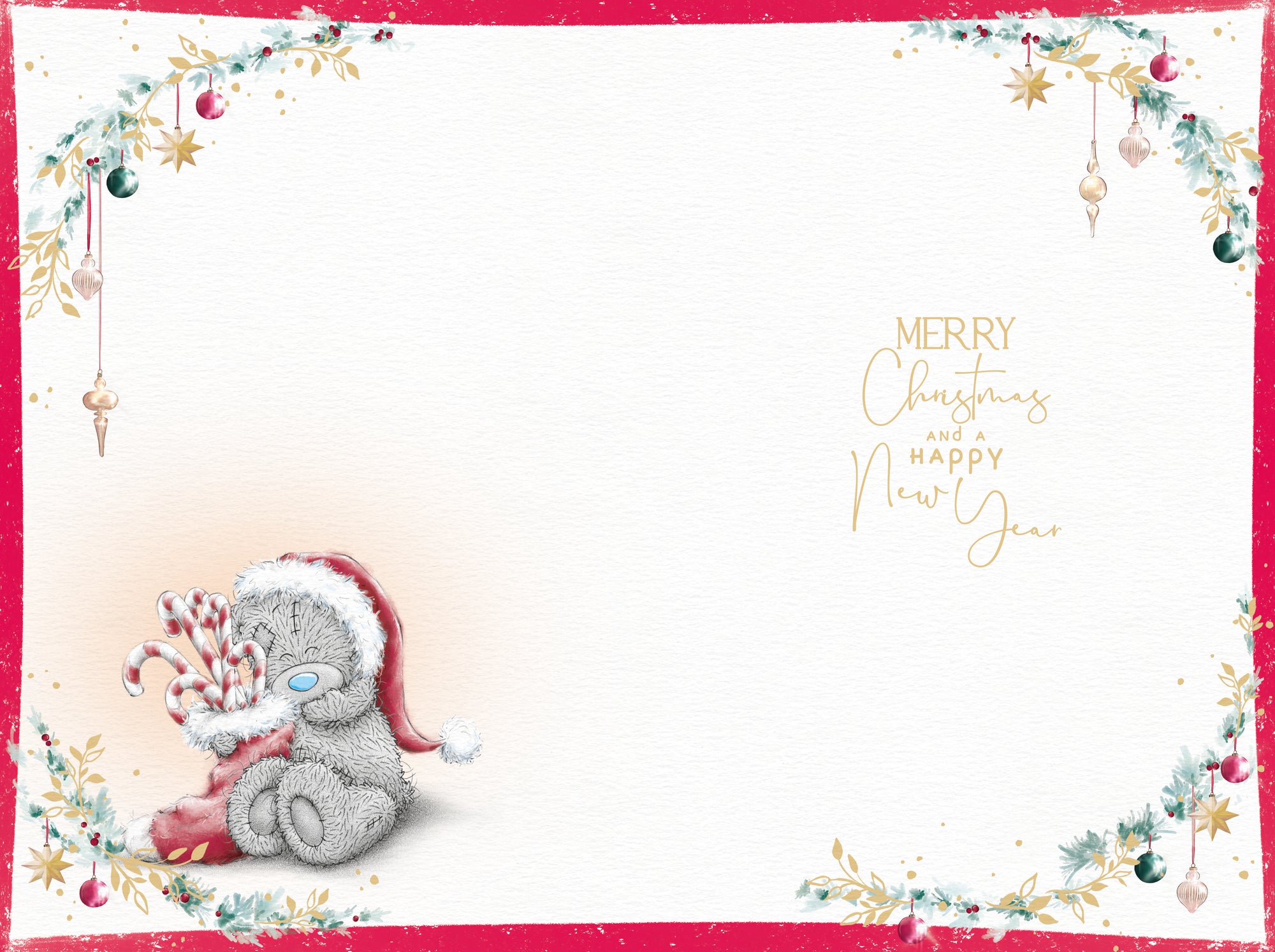 Me to You Tatty Teddy Christmas Card To The Best Cousin, Tatty Teddy Holding A Candy Cane, 6 x 9 Inches - Official Collection