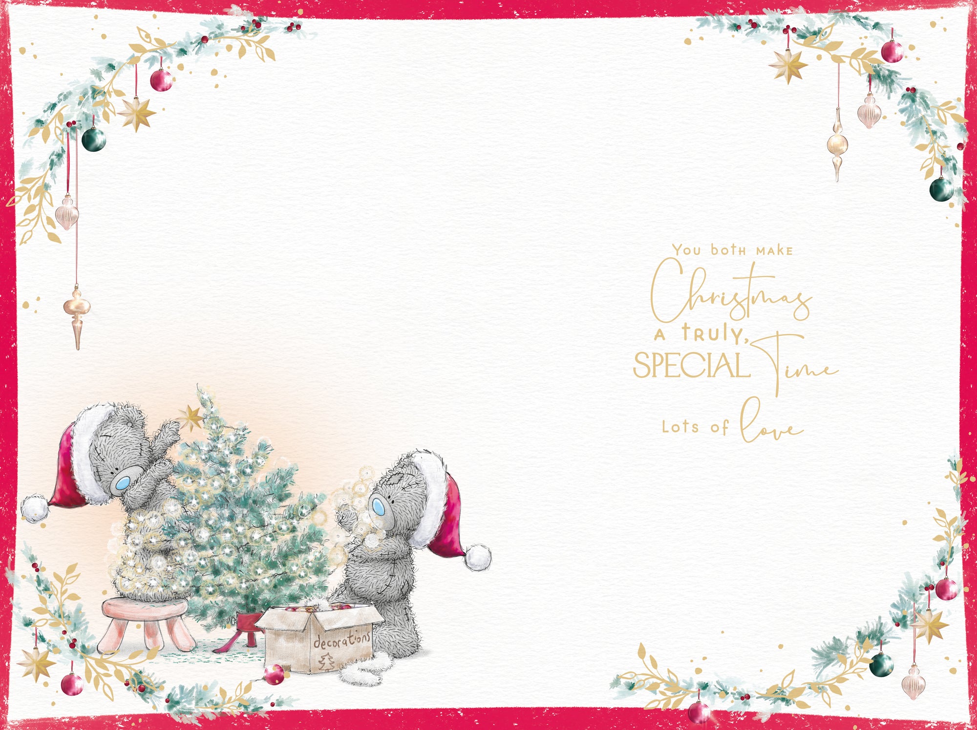 Me to You Tatty Teddy Christmas Card To The Best Mum And Dad, Tatty Teddy Loading A Christmas Tree Onto A Truck, 6 x 9 Inches - Official Collection