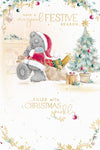 Me to You Tatty Teddy Christmas Card Have A Magical Festive Season Filled With Christmas Sparkle, Tatty Teddy In A Santa Outfit With A Sack Of Gifts By A Christmas Tree, 6 x 9 Inches - Official Collection