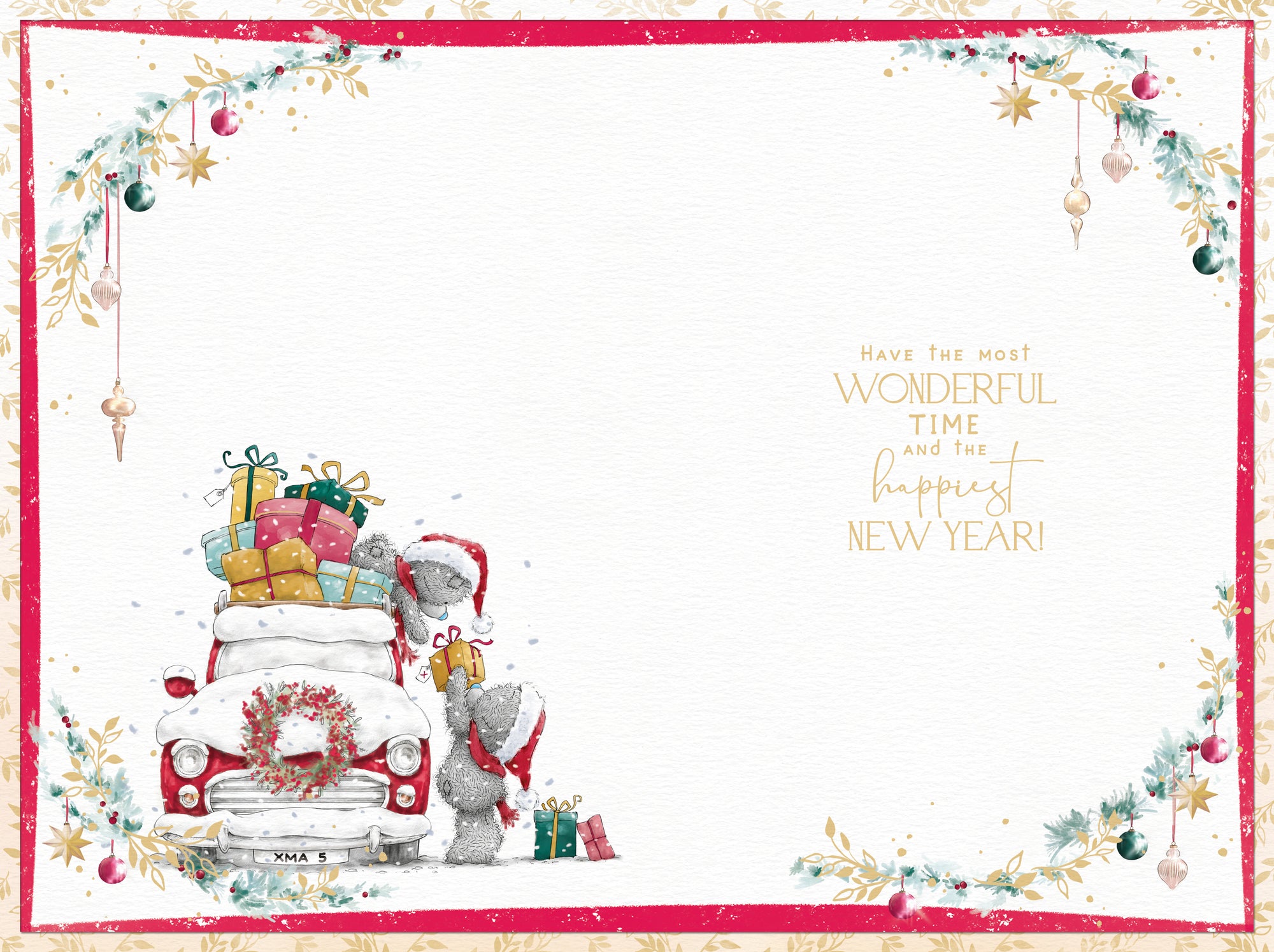 Me to You Tatty Teddy Christmas Card To Very Special Friends, Two Tatty Teddy Bears Carrying Christmas Gifts Together, 6 x 9 Inches - Official Collection