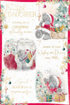 Me to You Tatty Teddy Christmas Card To A Beautiful Daughter, Tatty Teddy In A Santa Outfit With Presents, 6 x 9 Inches - Official Collection