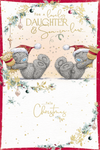 Me to You Tatty Teddy Christmas Card To A Lovely Daughter And Son-In-Law, Two Tatty Teddy Bears Pulling A Large Christmas Cracker, 6 x 9 Inches - Official Collection