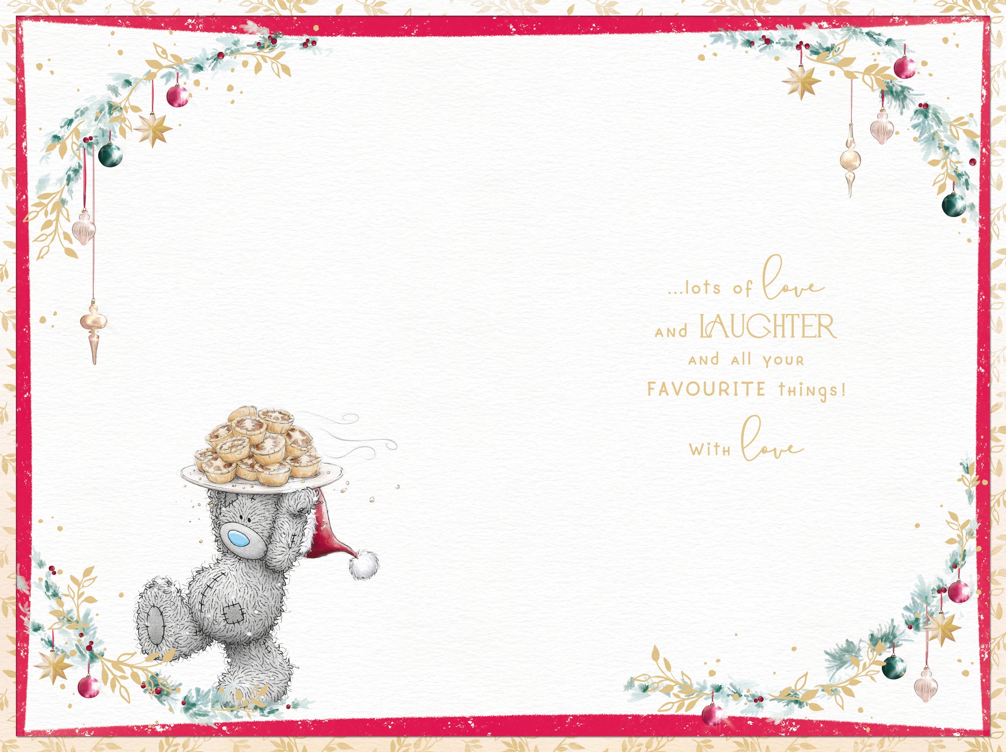 Me to You Tatty Teddy Christmas Card For A Lovely Granddaughter, Tatty Teddy Baking Mince Pies, 6 x 9 Inches - Official Collection