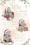 Me to You Tatty Teddy Christmas Card For A Fabulous Mum, Tatty Teddy Carrying Gift Bags Full Of Presents, 6 x 9 Inches - Official Collection