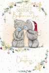 Me to You Tatty Teddy Christmas Card For A Lovely Sister And Brother-In-Law, Two Tatty Teddy Bears Wrapped In Fairy Lights, 6 x 9 Inches - Official Collection