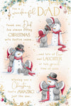 Me To You Christmas Card For A Wonderful Dad, Tatty Teddy Bears With Snowman 6 x 9 Inches - Official Collection