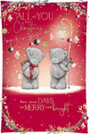 Me to You Tatty Teddy Christmas Card To All Of You, Two Tatty Teddy Bears Standing In The Snow Under A Street Lamp, 6 x 9 Inches - Official Collection