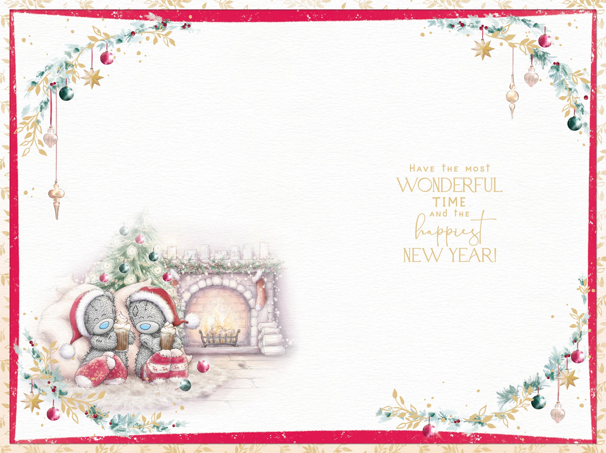 Me to You Tatty Teddy Christmas Card To All Of You, Two Tatty Teddy Bears Standing In The Snow Under A Street Lamp, 6 x 9 Inches - Official Collection