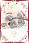 Me to You Tatty Teddy Christmas Card To The Both Of You, Two Tatty Teddy Bears Walking To A Christmas Market In The Snow, 6 x 9 Inches - Official Collection