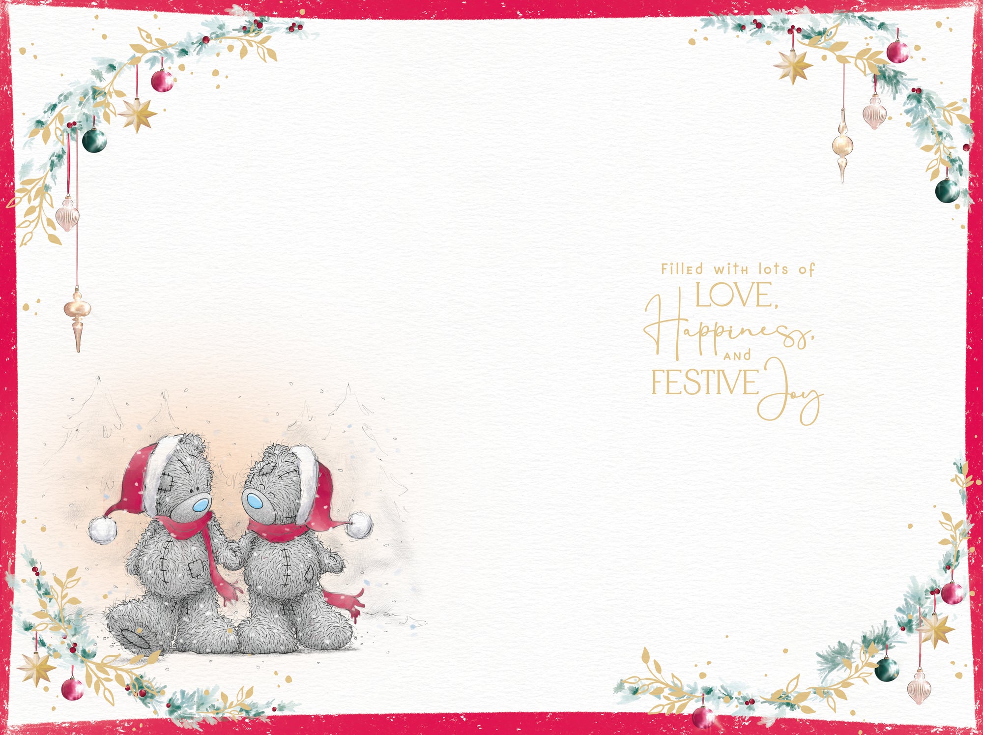 Me to You Tatty Teddy Christmas Card For A Special Husband, Two Tatty Teddy Bears Sharing A Hug In Santa Hats, 6 x 9 Inches - Official Collection