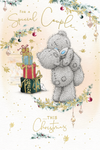 Me to You Tatty Teddy Christmas Card For A Special Couple, Tatty Teddy Standing Beside A Stack Of Christmas Presents, 6 x 9 Inches - Official Collection