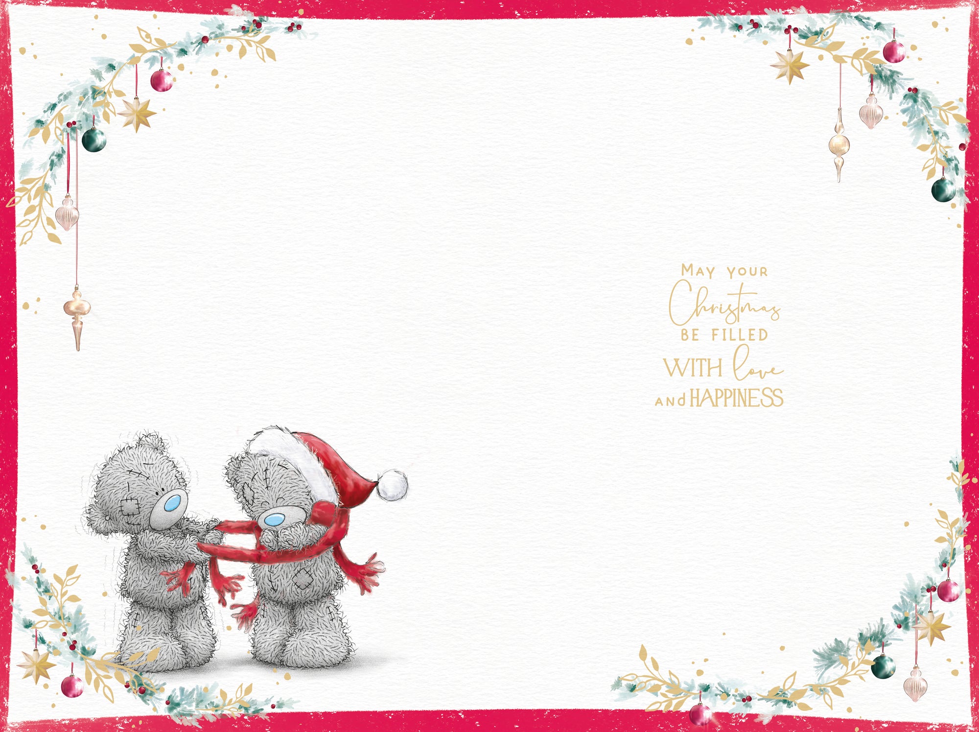 Me to You Tatty Teddy Christmas Card For A Special Couple, Tatty Teddy Standing Beside A Stack Of Christmas Presents, 6 x 9 Inches - Official Collection