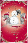 Me to You Tatty Teddy Christmas Card Wishing All The Family A Lovely Christmas, Two Tatty Teddy Bears Building A Snowman Together, 6 x 9 Inches - Official Collection