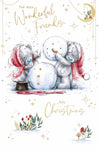 Me To You Tatty Teddy Christmas Card For Wonderful Friends, Tatty Teddy Bears With Snowman 6x9ins - Official Sketchbook Collection