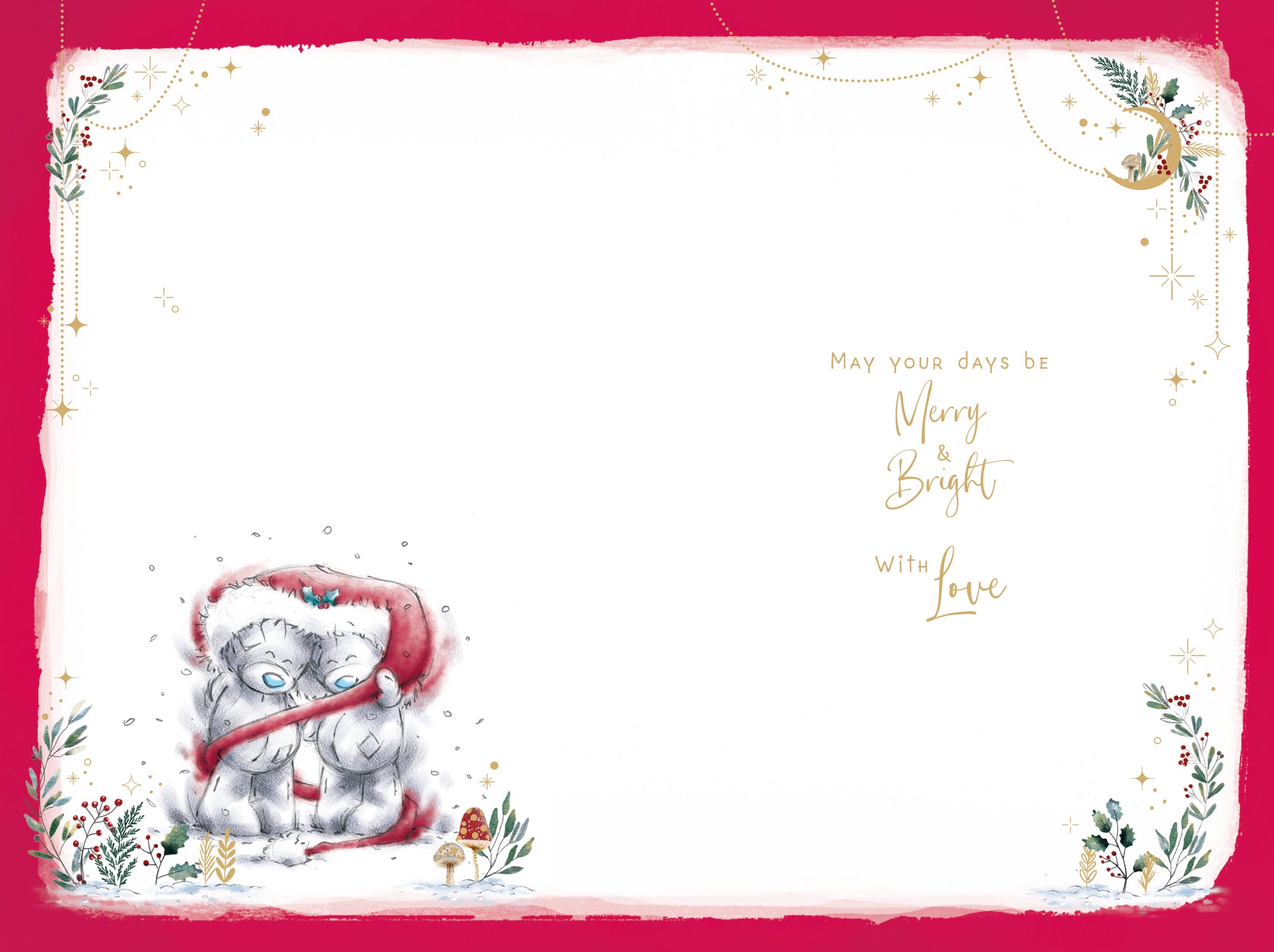 Me To You Tatty Teddy Christmas Card For Wonderful Friends, Tatty Teddy Bears With Snowman 6x9ins - Official Sketchbook Collection