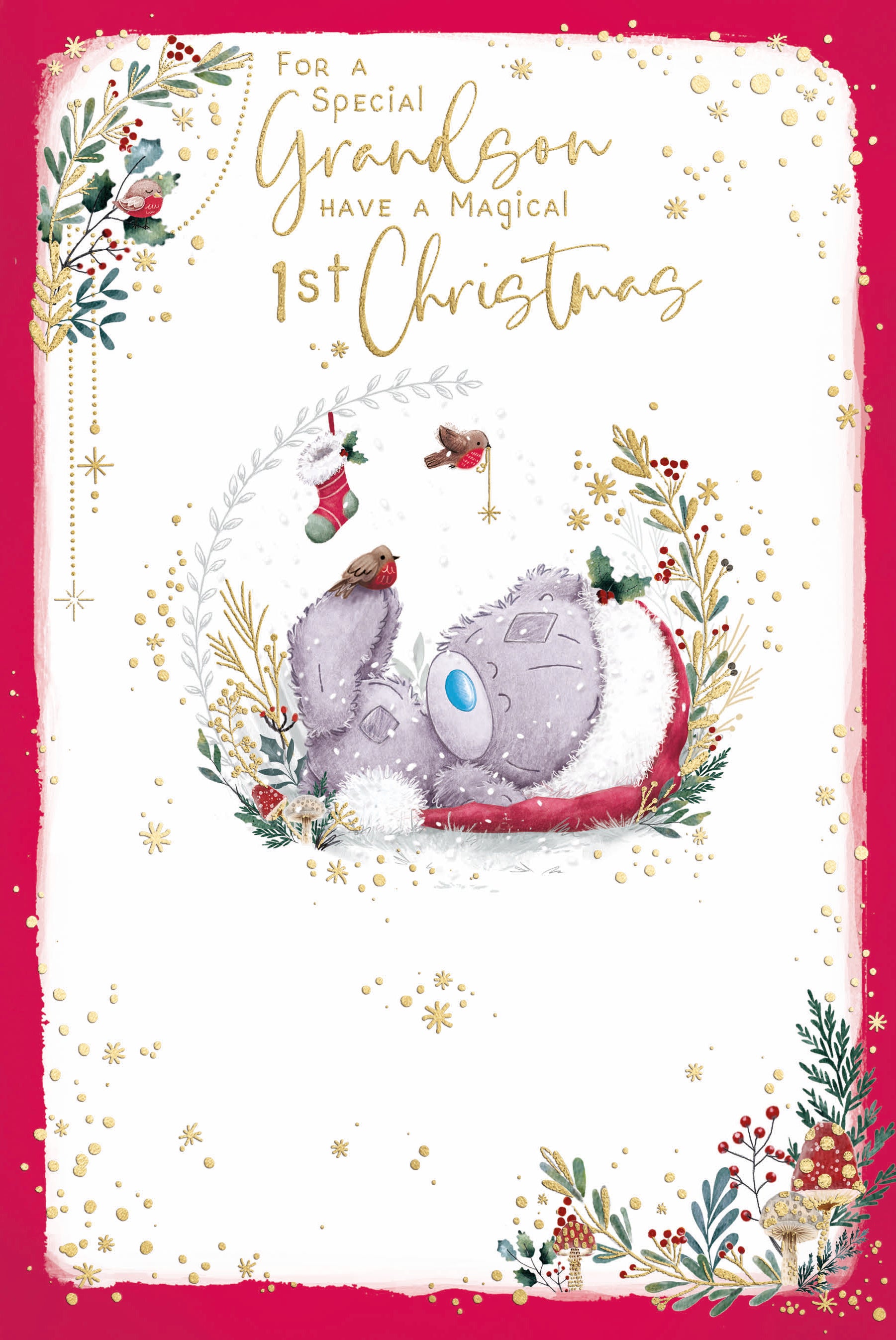 Me To You Tiny Tatty Teddy Cute Christmas Card For Grandson's First Christmas 6x9ins- Official Collection