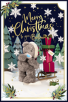 Me to You Tatty Teddy Photo Finish Christmas Card To You Both, Tatty Teddy Pulling A Sledge Stacked With Presents, 6 x 9 Inches - Official Collection