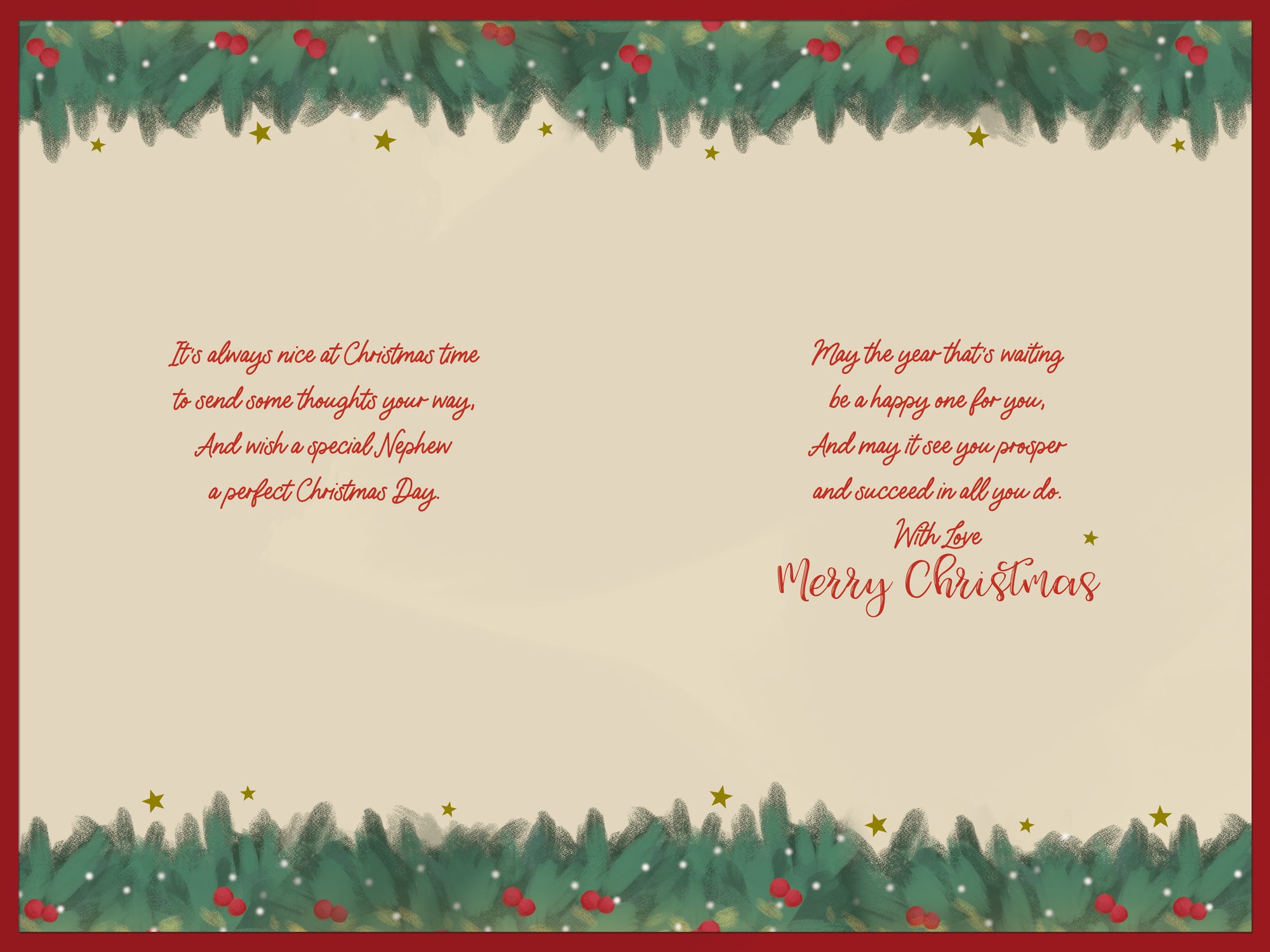 Luxury Christmas Card for Nephew ‘For a Special Nephew at Christmas’ Santa & Christmas Tree Design by Wishing Well Studios, 6 x 9 Inches