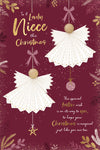 Luxury Christmas Card To A Lovely Niece, Featuring Paper Angel Baubles - Wishing Well Studios 6 X 9 Inches