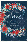 Wishing Well Studios Luxury Christmas Card To A Lovely Mum, With A Poinsettia Wreath, 6 x 9 Inches