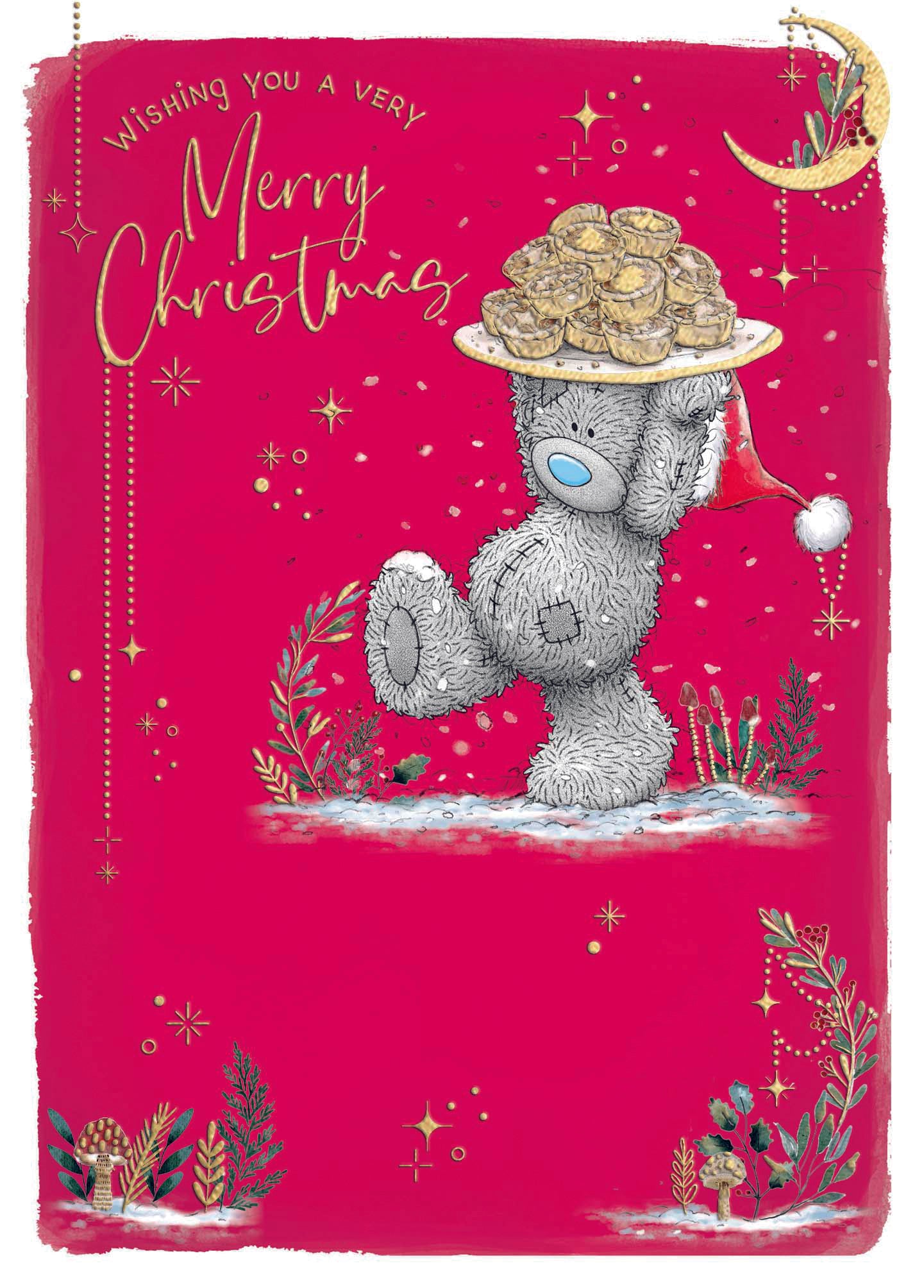 Me To You Tatty Teddy Luxury Christmas Card With Gold Foil Detail 5x7ins - Official Collection